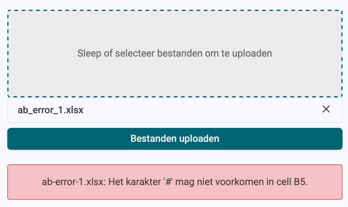 Upload niet geslaagd